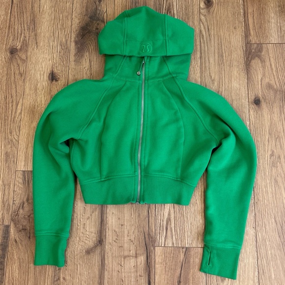 Lululemon Scuba Full Zip Cropped Hoodie In Green Punch Size 8 - Picture 2 of 7